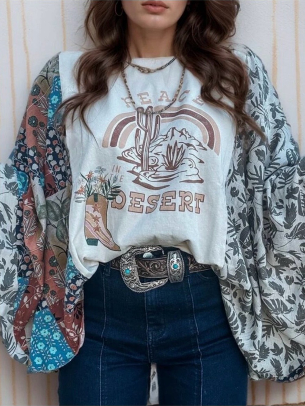 Hidden Gems | Desert Dreamscape Floral Patchwork Top Size M